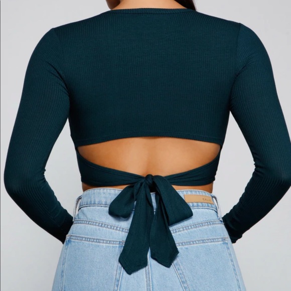 Windsor Green Ribbed Crop Top - Picture 3 of 6